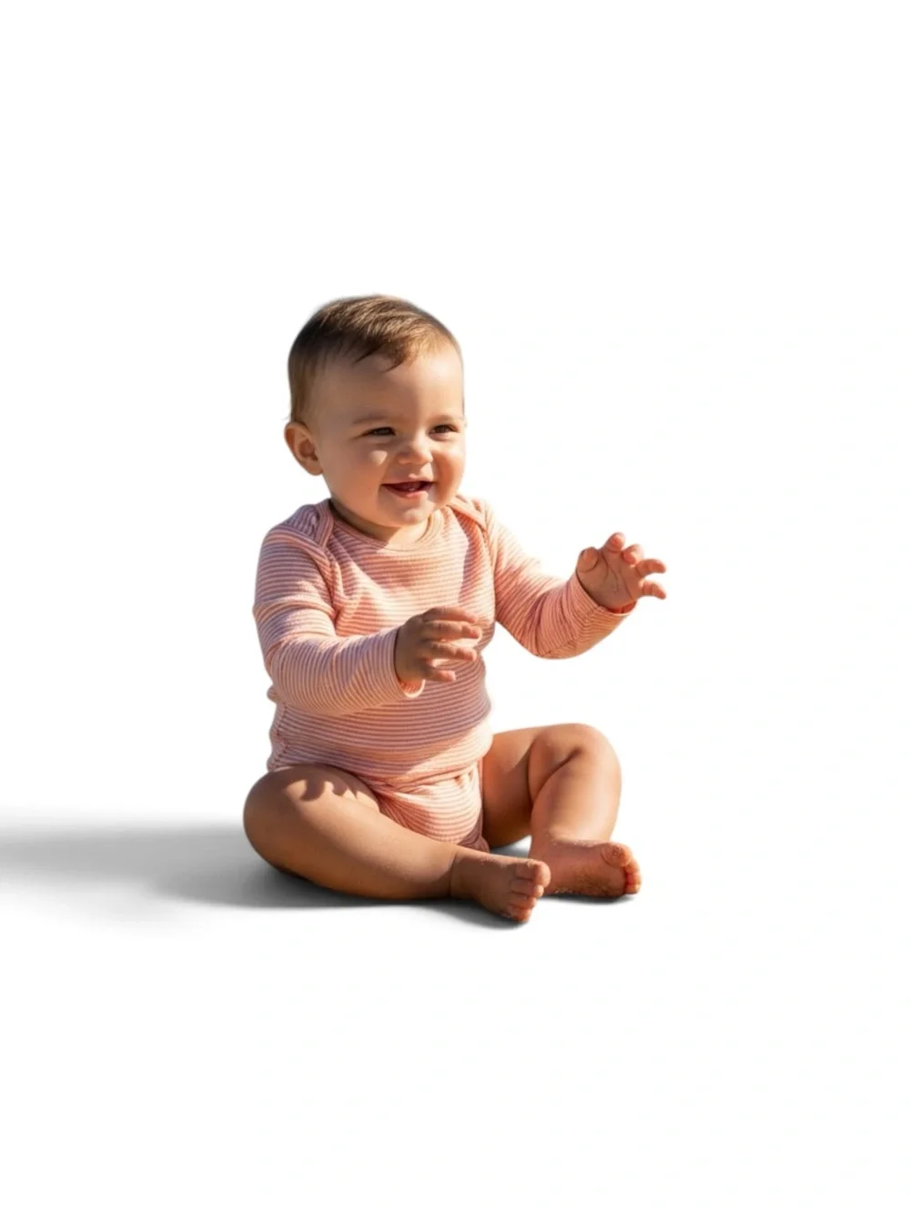 Carter’s Striped Long-Sleeve Baby Bodysuit - Peach Stripe unisex size 9M